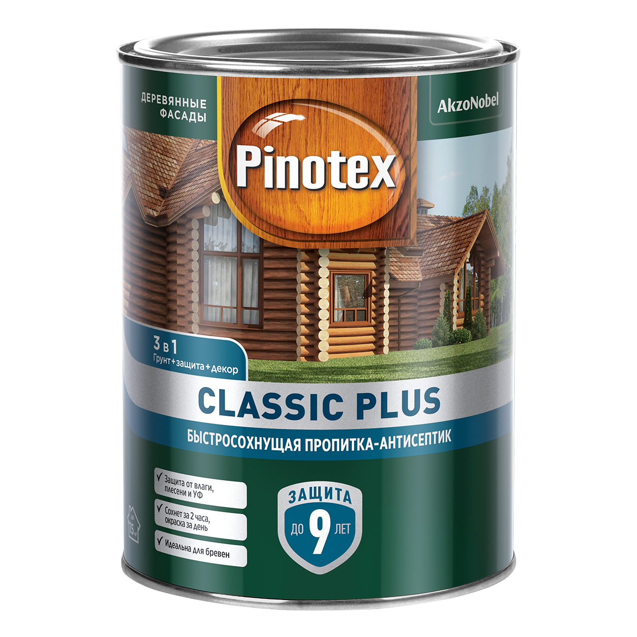 Pinotex Classic Plus.Быстросохнущая пропитка-антисептик на гибридной основе для защиты древесины